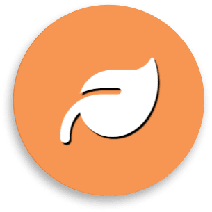 Leaf icon on orange circle background