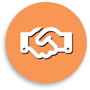 Handshake icon on orange circle background