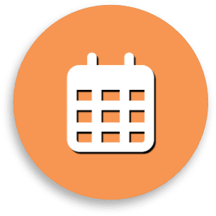 Calendar icon on orange circle background