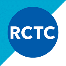 RCTC logo with blue and black background