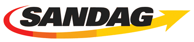 SANDAG emblem featuring gradient arrow