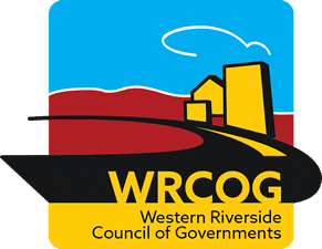 Colorful WRCOG logo with buildings and road