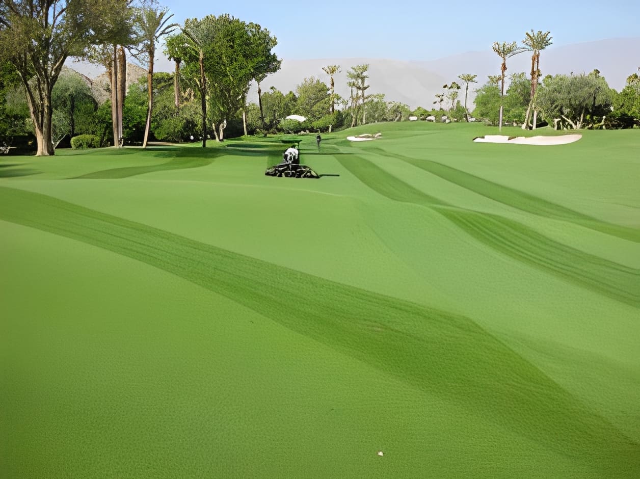 Green golf course landscape scene